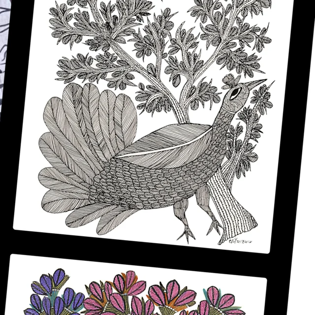 Gond art frame from Krishnayan